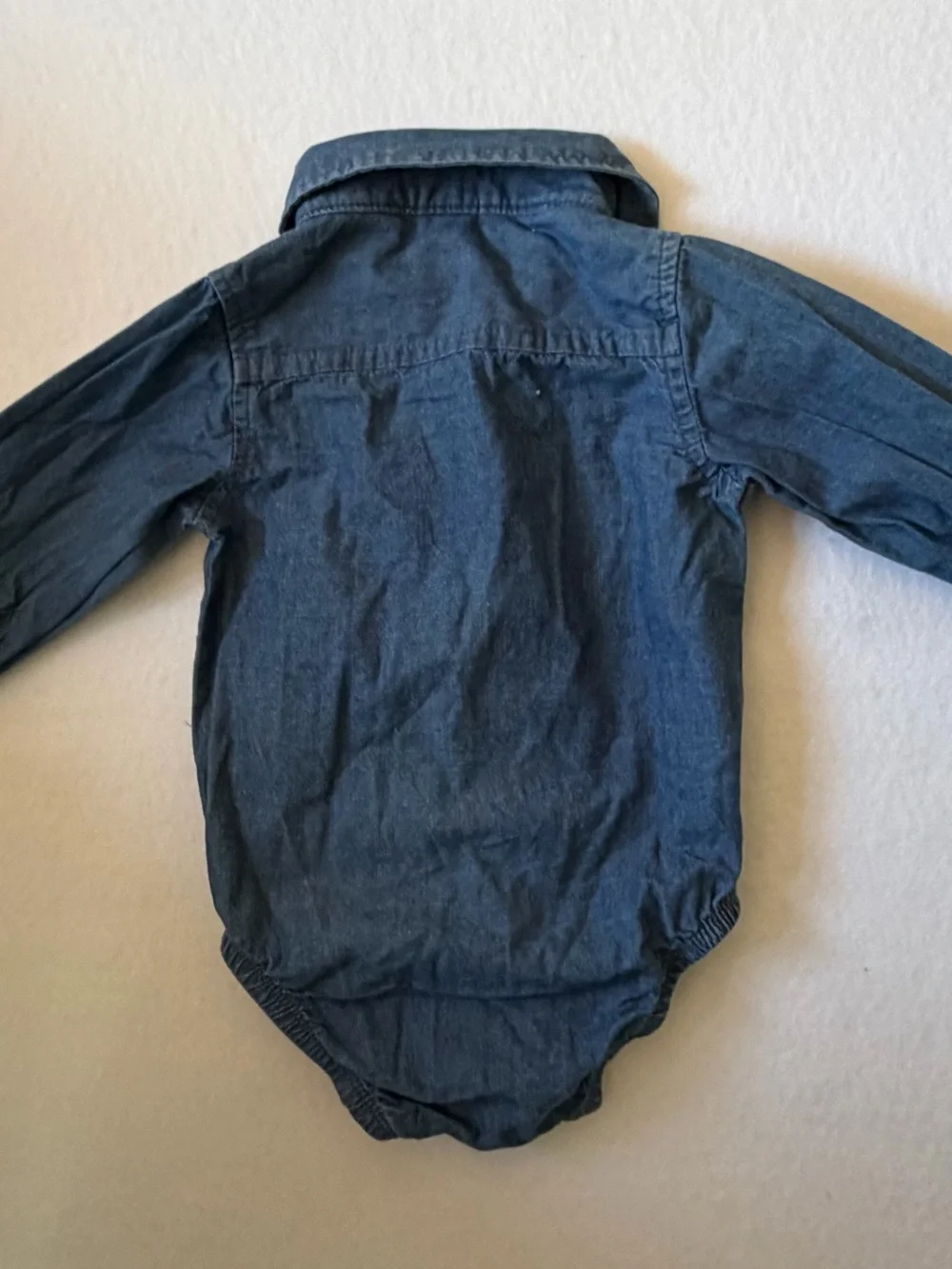 Carter's Dark Blue Denim Button-Front Baby One-Piece Size 9 Months